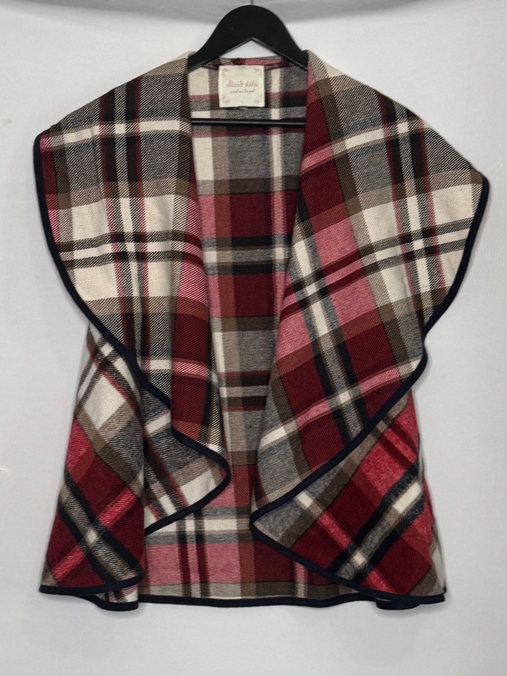 Altar'd State Plaid Waterfall Vest Cabincore Ralph Lauren Poet Academia Wrap L